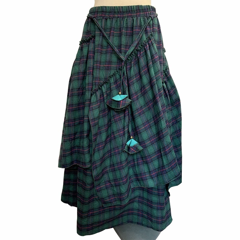 Jupe longue tartan taille haute rétro pour femmes, jupe évasée Maxi à carreaux, mode vintage, printemps, automne, 2024