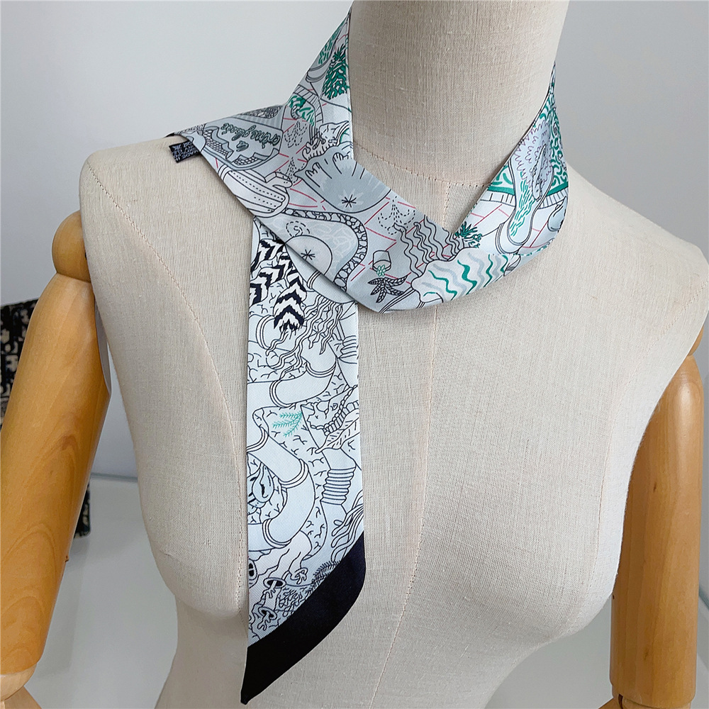 5 * 90 cm Nouvelle Mode Française Foulard en Soie Sergée pour Femme, Ruban Décoratif pour Sac, Petit Foulard en Soie, Vente en Gros