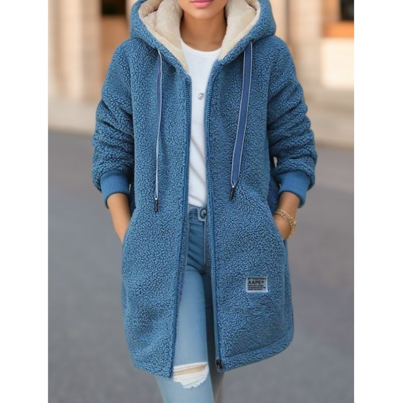 Haut à capuche pour femme manteau d'hiver épaissi doublé polaire sweat Cardigan hiver à la mode nouveau Style veste en laine d'agneau dames