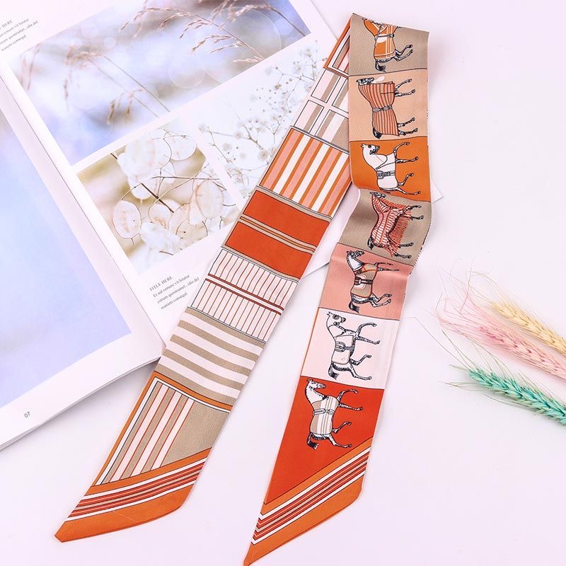 5*90Cm sergé cheval de guerre petit foulard en soie femmes Streamer bandeau cheveux cravate sac décoratif arc longue écharpe en gros