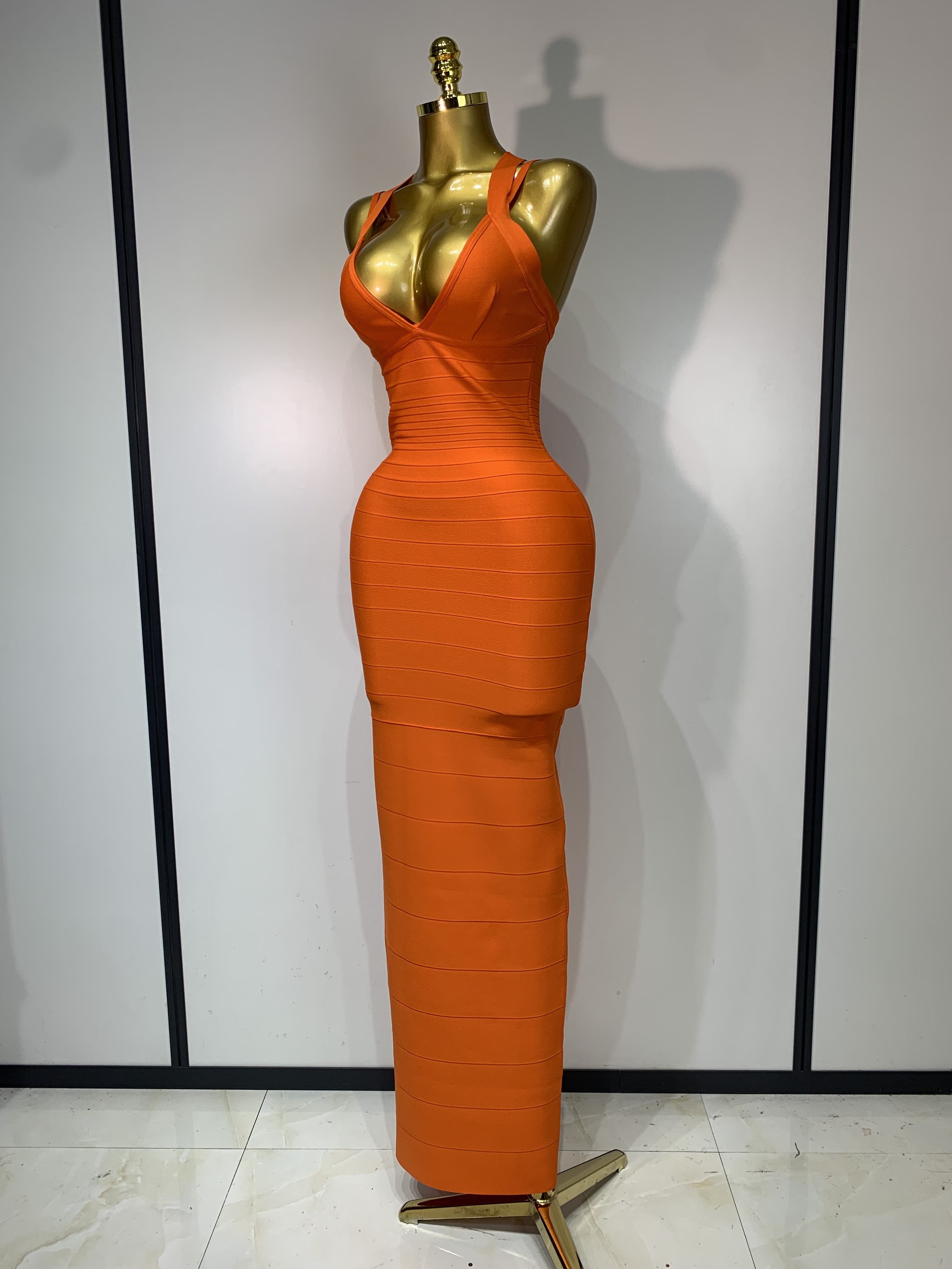 Femmes Sexy col en V Sexy dos nu Maxi longue moulante robes de pansement célébrité fête d'anniversaire élégant tricoté robe d'invité de mariage
