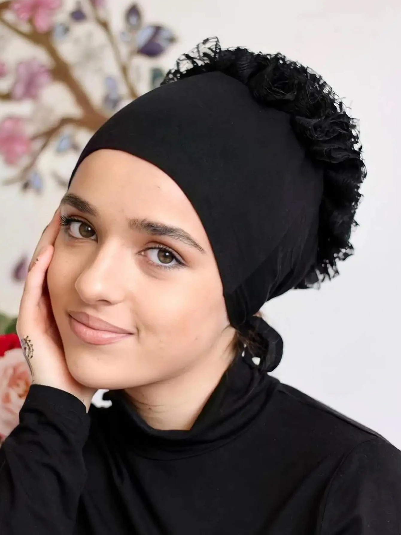 Turban Hijab de couleur unie pour femmes, à la mode, décor floral, couvre-chef du Ramadan, écharpe pour la vie quotidienne, multicolore disponible