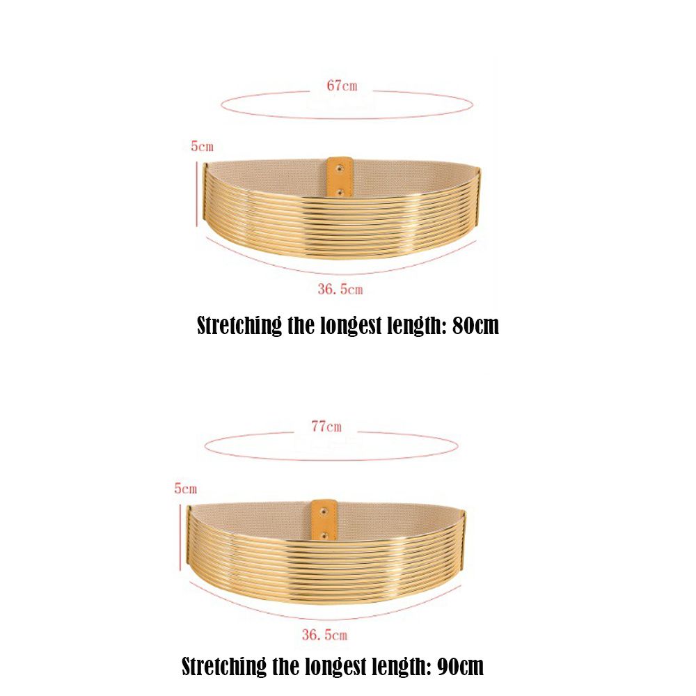 Ceinture de taille en or de haute qualité, élastique, avec boutons brillants, large et ajustée pour femmes