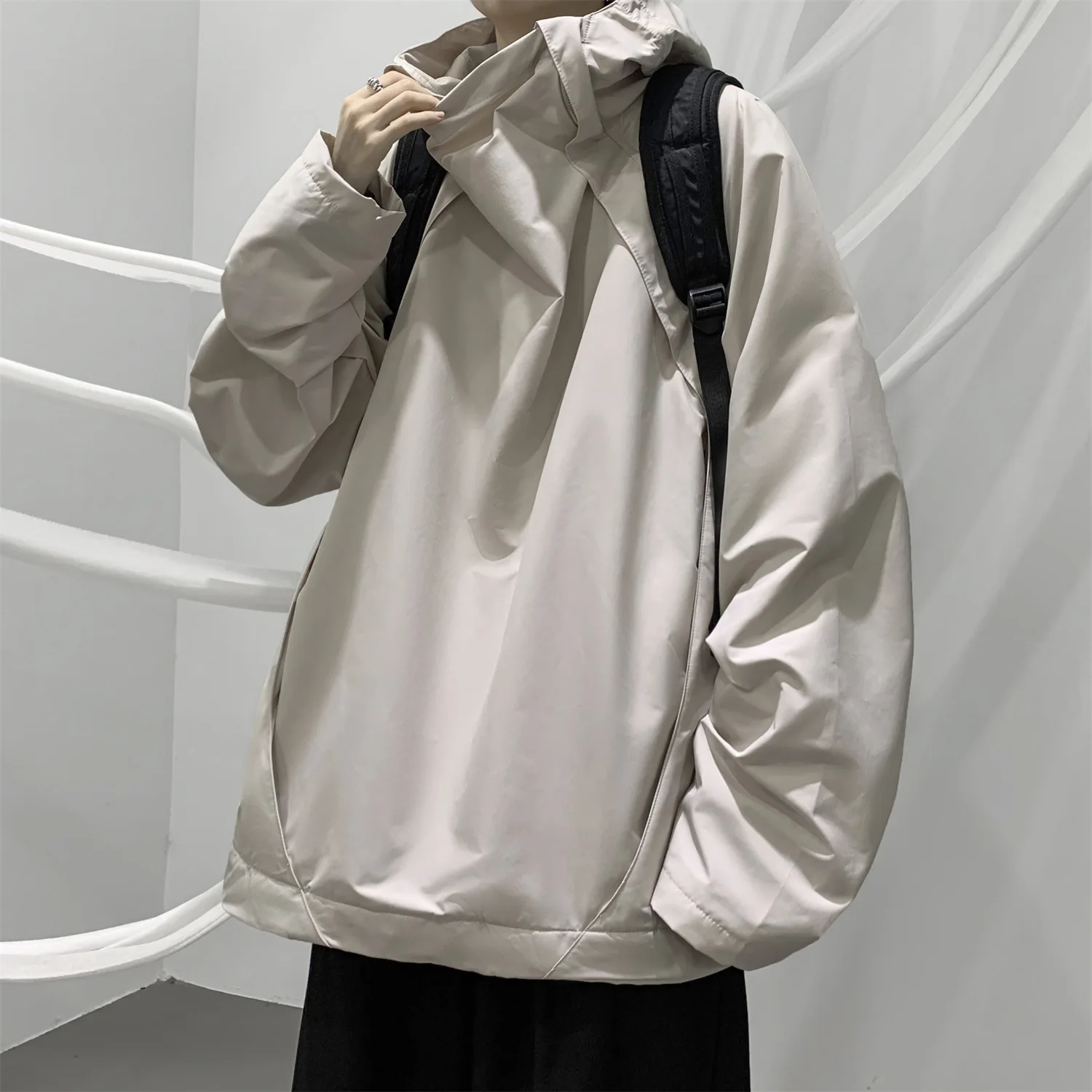Veste coupe-vent imperméable pour homme, haut de randonnée, vêtements décontractés monochromes, vêtements d'extérieur, mode automne