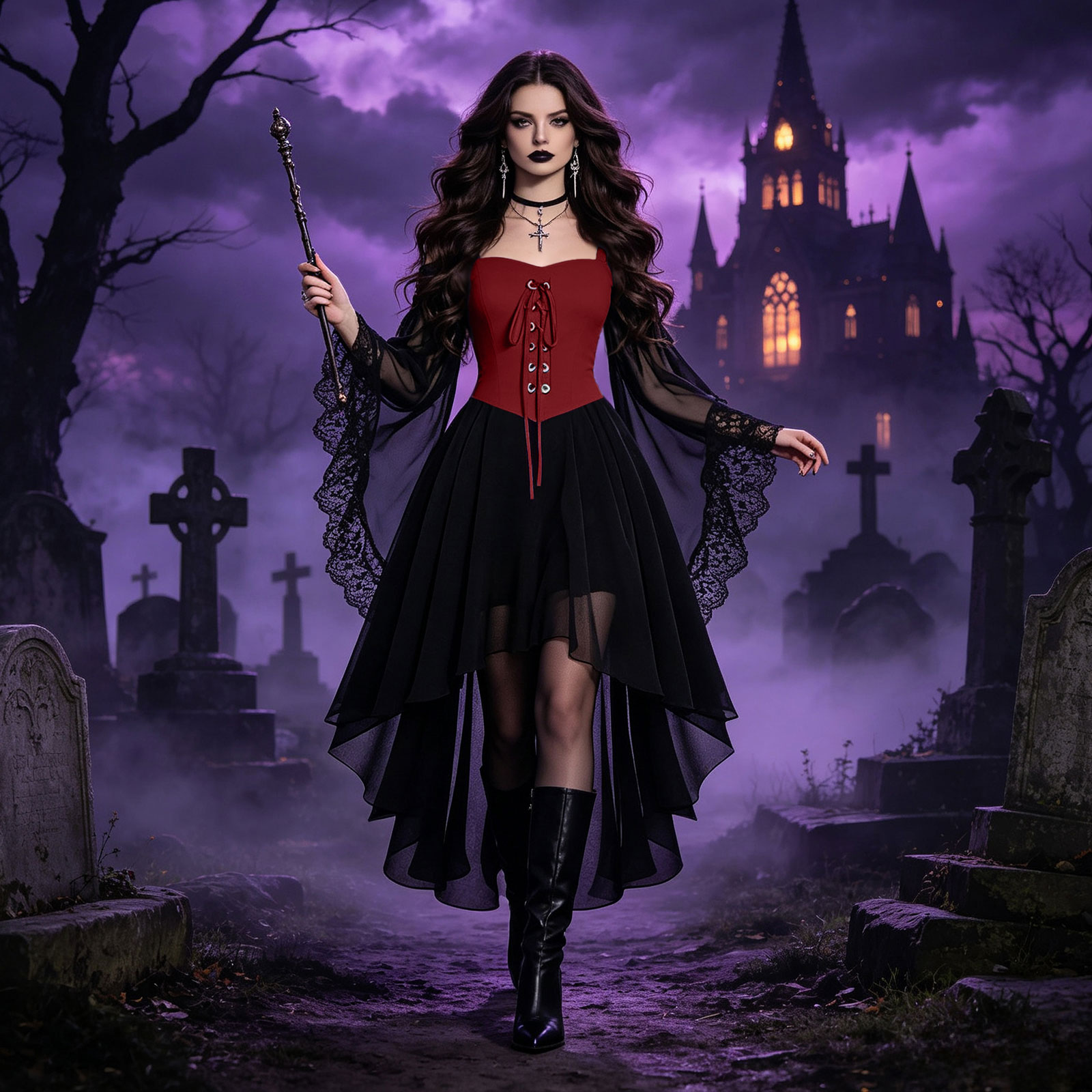 Robe de sorcière pour femme, cosplay de pirate, costumes médiévaux d'Halloween, robe élégante en mousseline de soie à manches papillon, robe gothique de la Renaissance