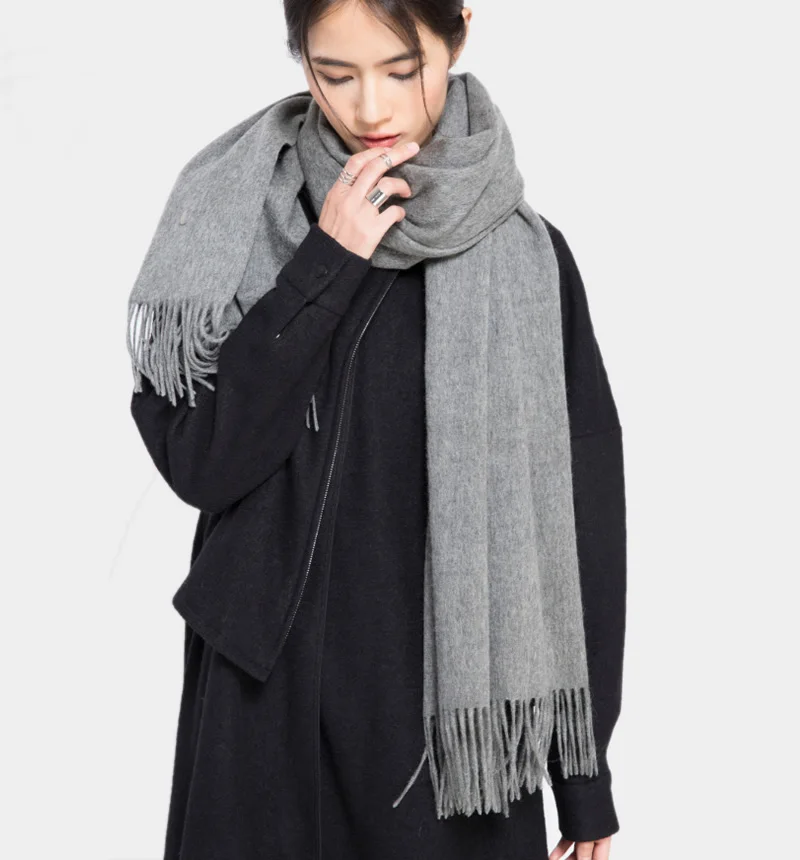 Large 70 cm laine hiver écharpe femmes mode châle solide foulards de luxe automne châles enveloppes Poncho écharpes pour dames unisexe Wrap