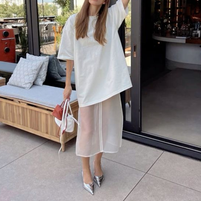 Combhasaki – jupe longue transparente pour femmes, couleur unie, taille haute, ligne A, couvre-bikini, vêtements de plage, streetwear, été