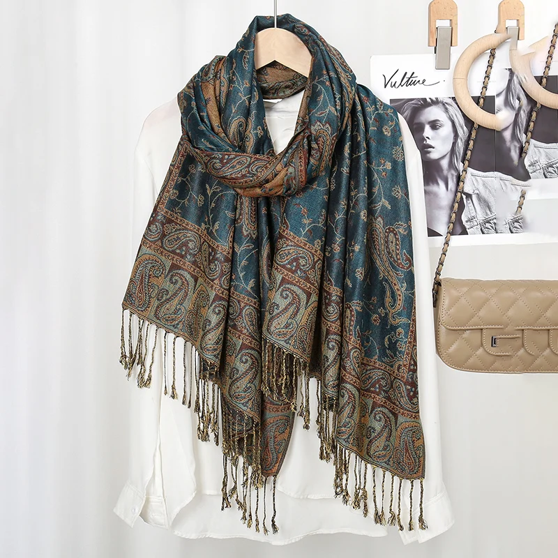 Écharpe en coton Paisley pour femme, écharpes imprimées Jacquard noix de cajou, couverture rétro à pampilles, châles vintage, enveloppes de protection solaire, vente en gros