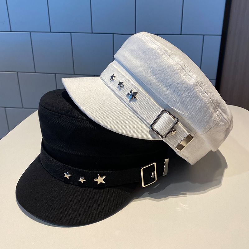Béret femme noir étoile chapeau printemps et automne hiver britannique rétro mode nouvelle mer Style militaire coréen casquettes mère chapeaux