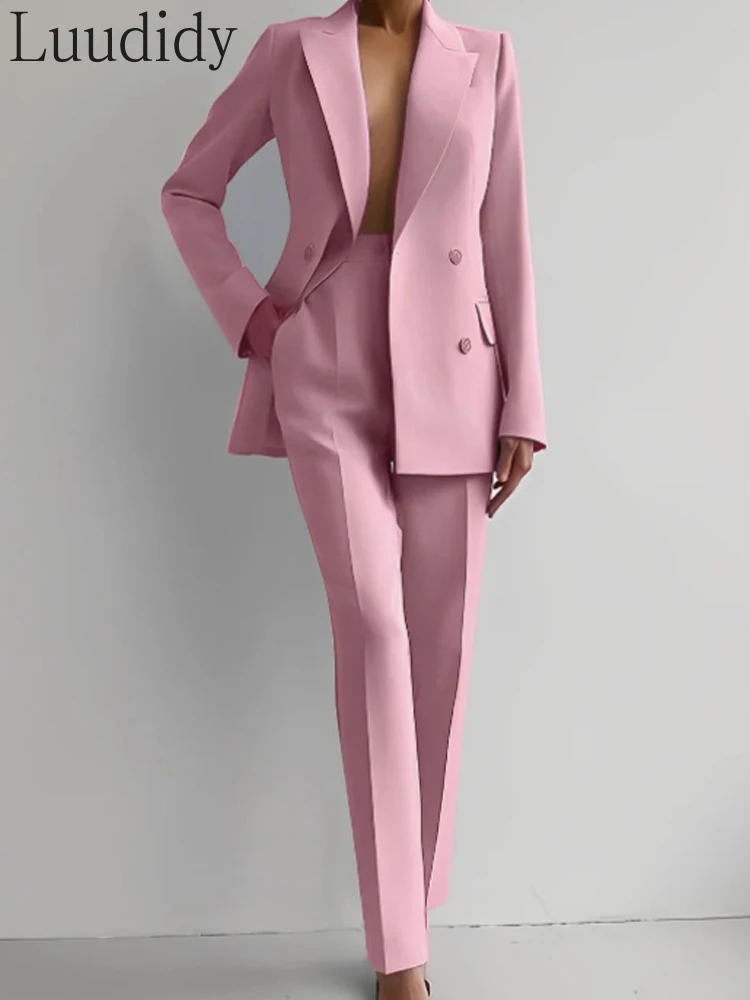 Costume deux pièces pour femme, blazer de bureau, ensemble blazer et pantalon à manches longues
