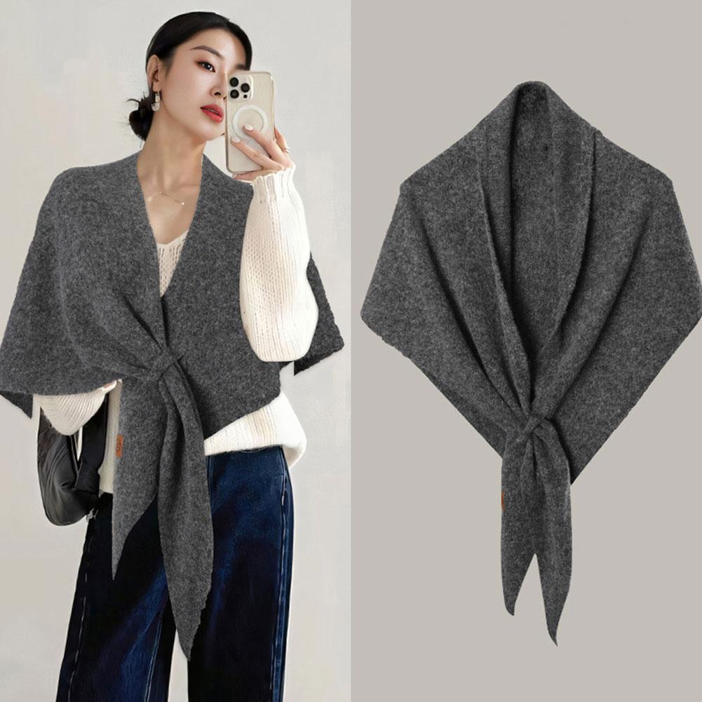 Écharpe Triangle en laine coréenne pour femmes, écharpe tricotée multifonctionnelle, châle chaud de loisirs à la mode, automne hiver