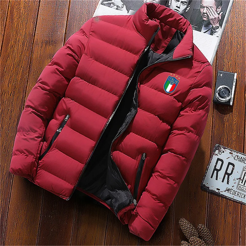 Parka de camping en plein air épaissie pour hommes, manteau de mode pour hommes, veste monochrome, Stand UR, hiver