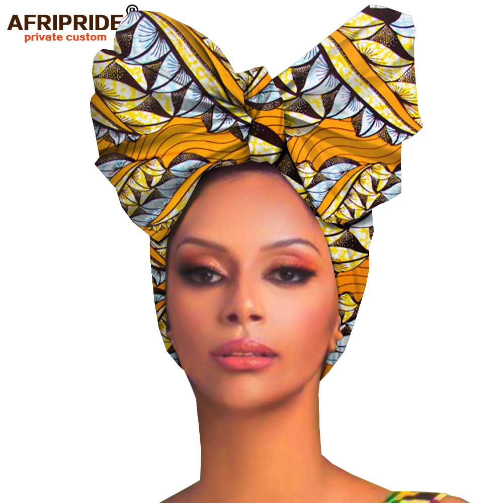 Foulards africains pour femmes, accessoires pour cheveux, matériau africain en tissu wax, turban traditionnel, foulard, 100% coton AFRIPRIDE A19H006