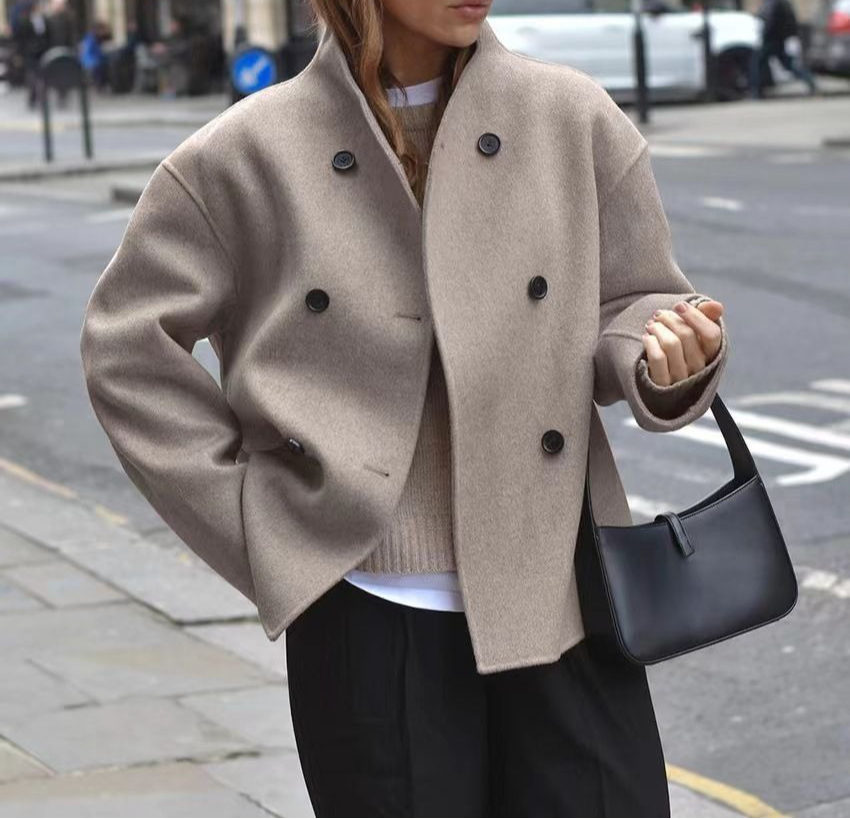 Manteau en laine à Double boutonnage pour femmes, ample, à la mode, nouvelle collection 2025