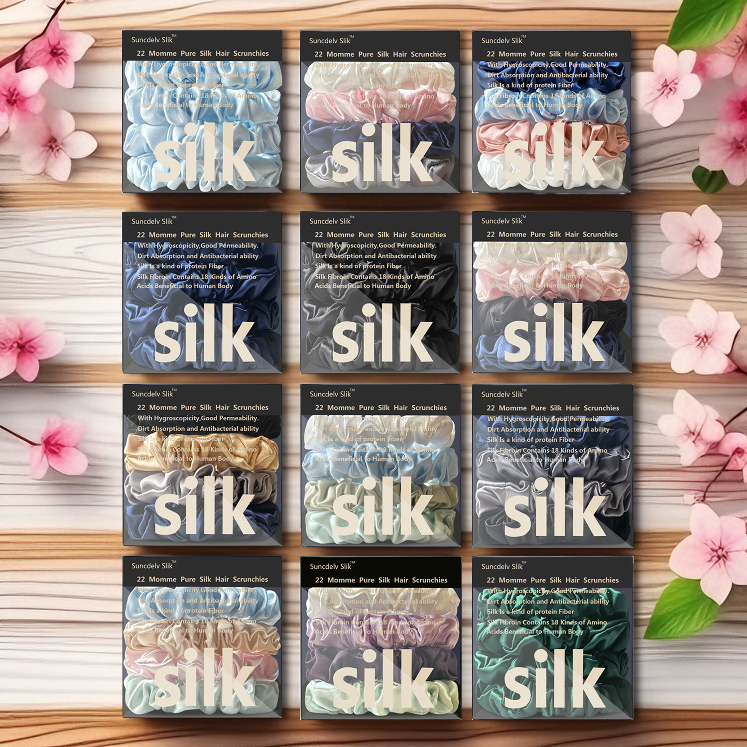 100% soie naturelle couleur unie attaches de cheveux de haute qualité chouchous femmes grandes bandeaux accessoires de cheveux largeur 2CM