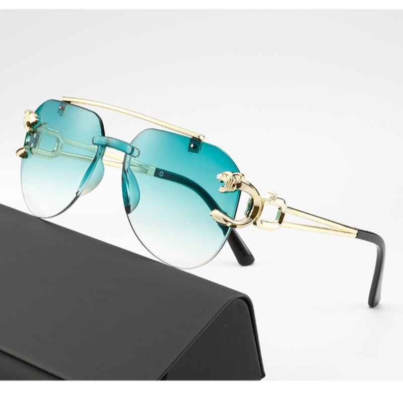 Lunettes de soleil Punk dégradées UV400, sans cadre, Vintage, pour femmes et hommes