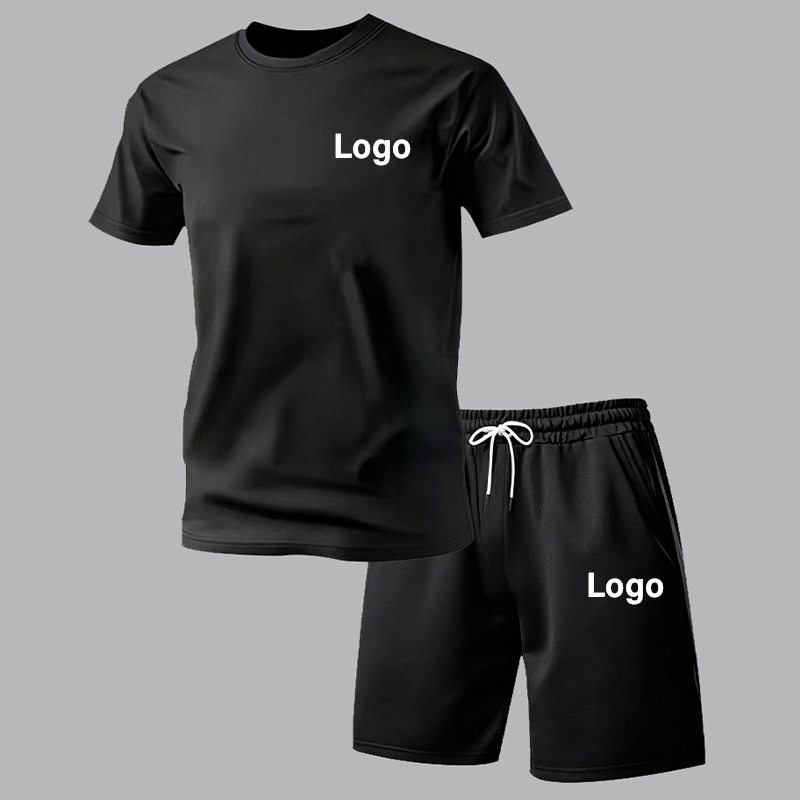Ensemble 2 pièces personnalisé pour homme : T-shirt et short de sport respirant, léger et confortable à manches courtes pour l'été