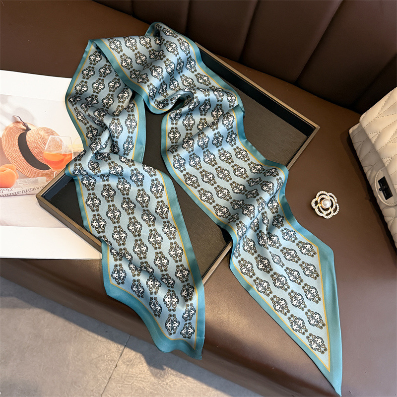 Nouvelles écharpes longues, bandeaux fins pour cheveux, foulards en soie pour femmes, bandeaux de mode, foulards pour sacs, bandeaux imprimés, écharpes de cou pour femmes