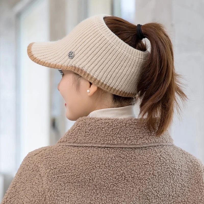 Chapeaux pour femmes Automne Hiver Sports Casquettes à visière ouverte Femme Tricoté Chaud Casquette de baseball Mode Course à pied Golf Soleil CHAPEAU