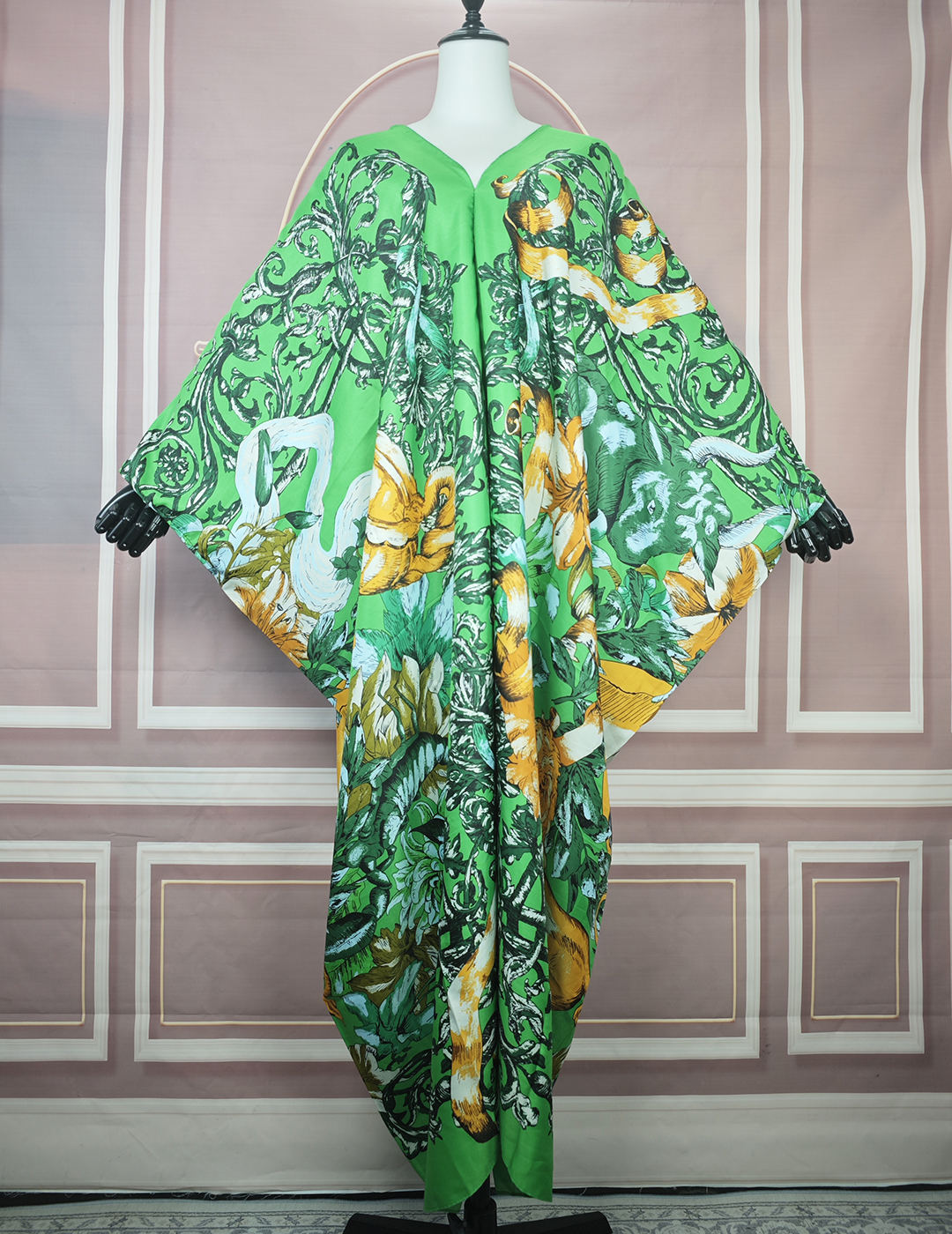 Vêtements de plage d'été robe caftan ample élégant imprimé femmes musulmanes Boho col en v soie robe Maxi femme africaine Streetwear Abaya