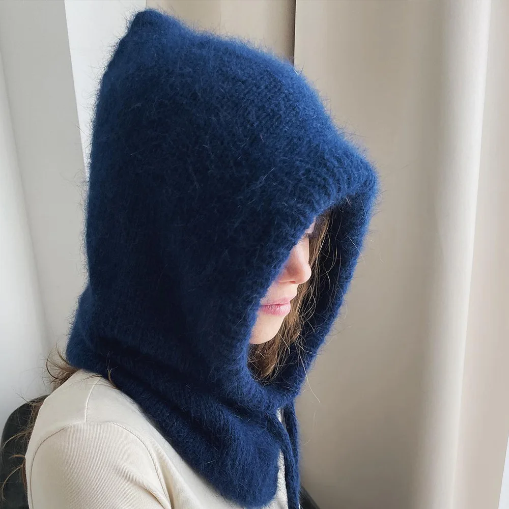 Chapeaux d'hiver en fourrure de lapin pour femmes, unisexe, tricoté, col à capuche, cagoule élastique réglable, chapeaux Gorros Mujer Invierno, nouveau