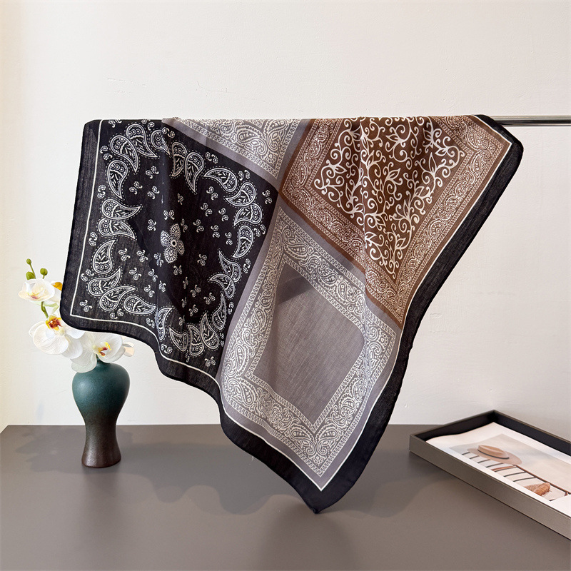 Hijab en coton imprimé paisley tendance 65*65cm pour femmes, foulard pour la tête, printemps automne, foulard doux, bandana, foulard carré