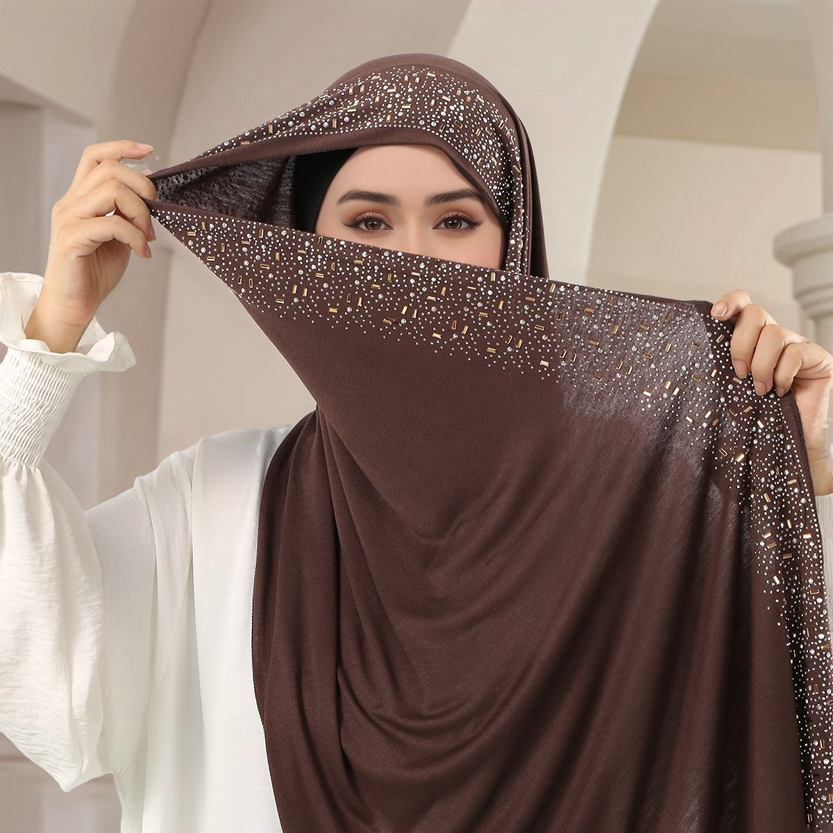 Ramadan musulman luxe diamant Hijab écharpe pour femmes solide coton Long Foulard doux Turban Foulard châle dubaï écharpe 170*60 cm