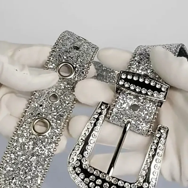Ceinture pour femme en cuir PU, ornée de strass, pour club, soirée, style rétro américain, punk, mode Y2K, ceinture scintillante