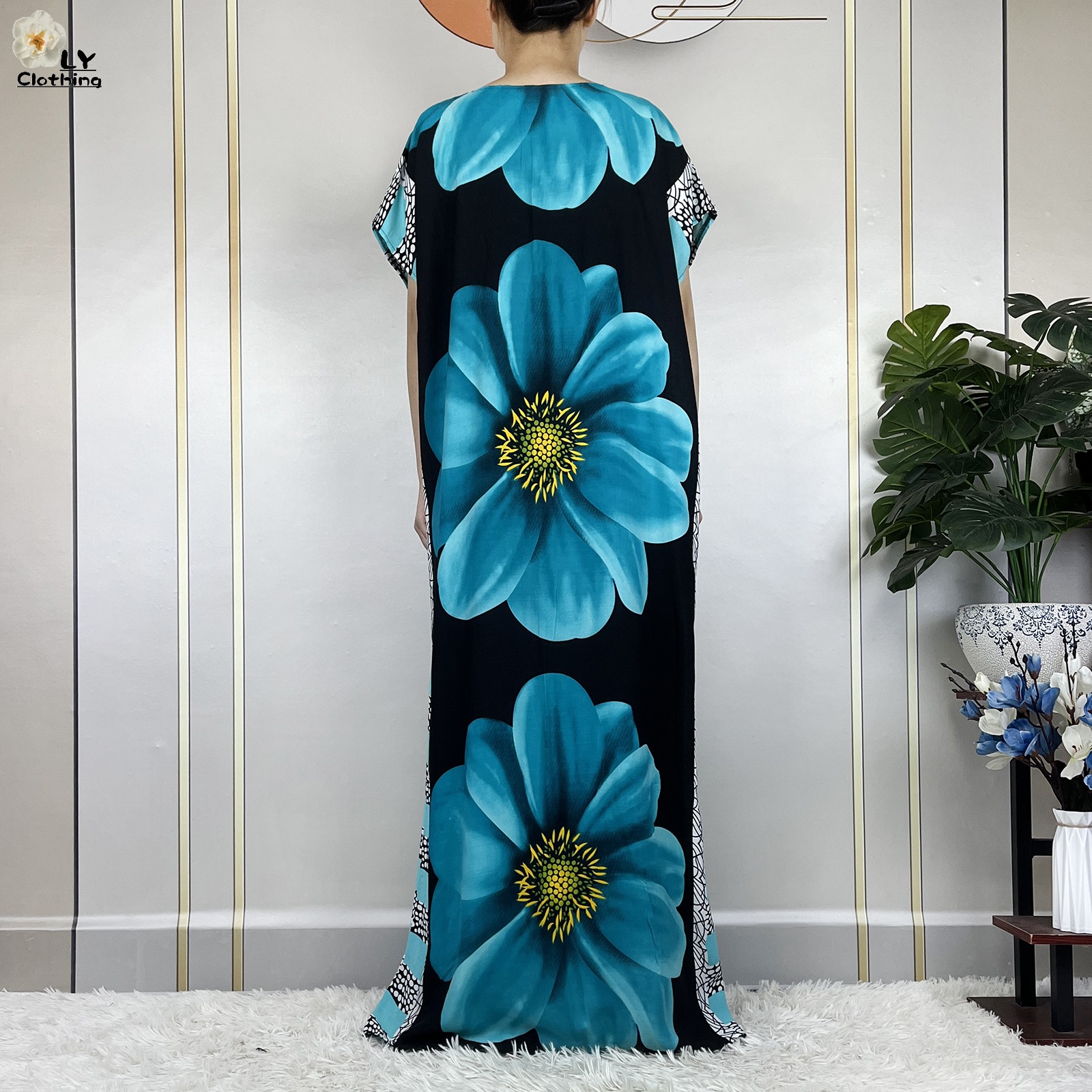 Robe à manches courtes en coton imprimé floral pour femmes, robes traditionnelles musulmanes africaines, petit foulard de sauna, été, Dubaï, nouveau, 2023