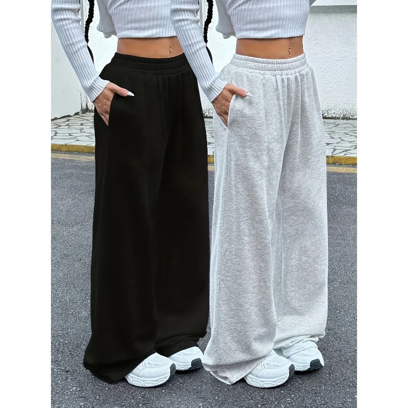 Pantalon de jogging pour femme, décontracté et confortable avec poches, pantalon de sport taille mi-haute, adapté à toutes les saisons
