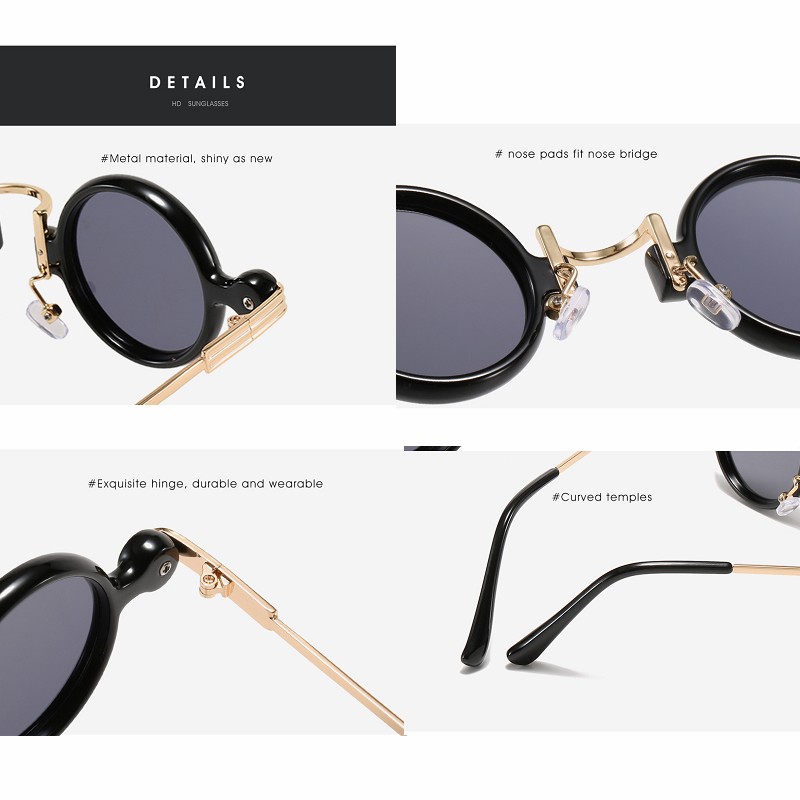 Petites lunettes de soleil rondes pour hommes et femmes, lunettes de soleil rétro Steampunk, lunettes à monture en métal pour hommes et femmes, nuances Oculos De Sites, UV400