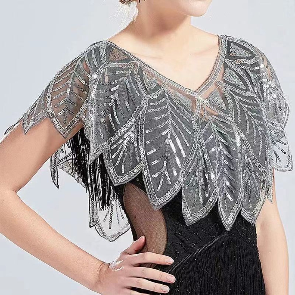 Élégant châle-cape d'été sans manches en polyester à col en V, orné de perles, 6 couleurs, pour femme