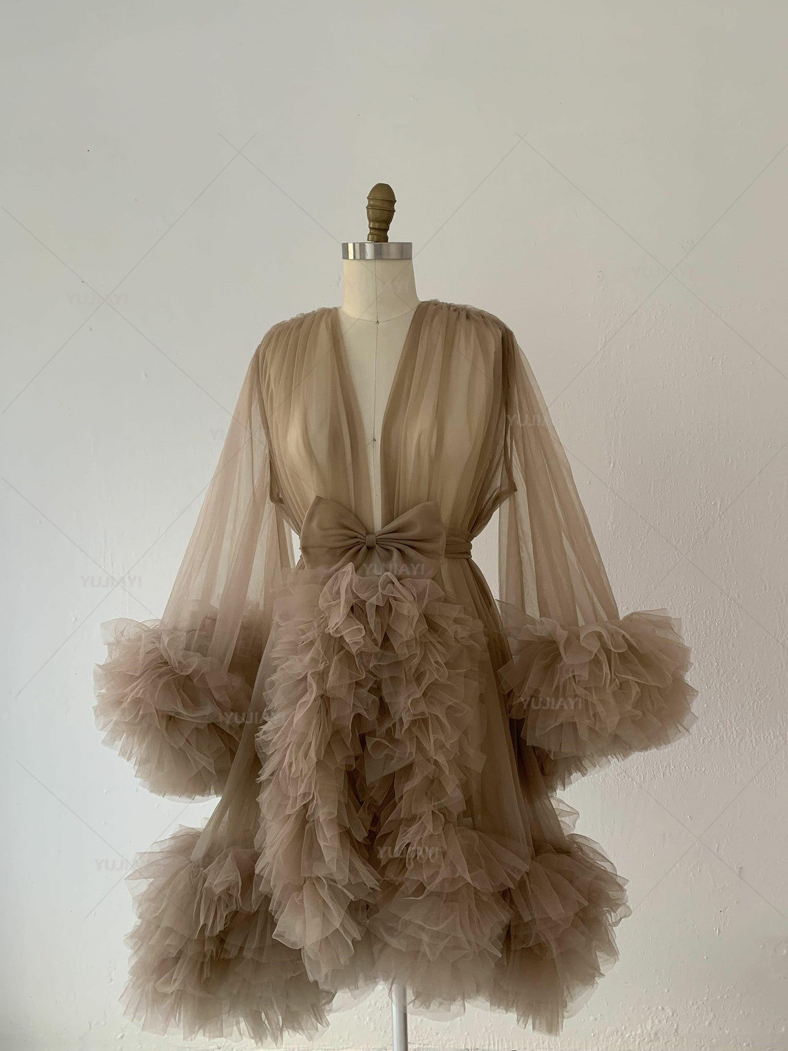 Dames Robe de chambre Perspective pure courte Robe en Tulle gonflé grossesse Robe de maternité femmes chemise de nuit vêtements de nuit pour Photoshoot