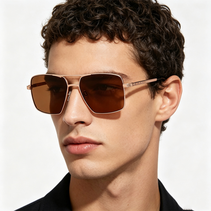 Lunettes de soleil polarisées carrées simples et tendance pour hommes et femmes, classiques, pour la conduite automobile, la pêche, lunettes de soleil en métal pour hommes et femmes