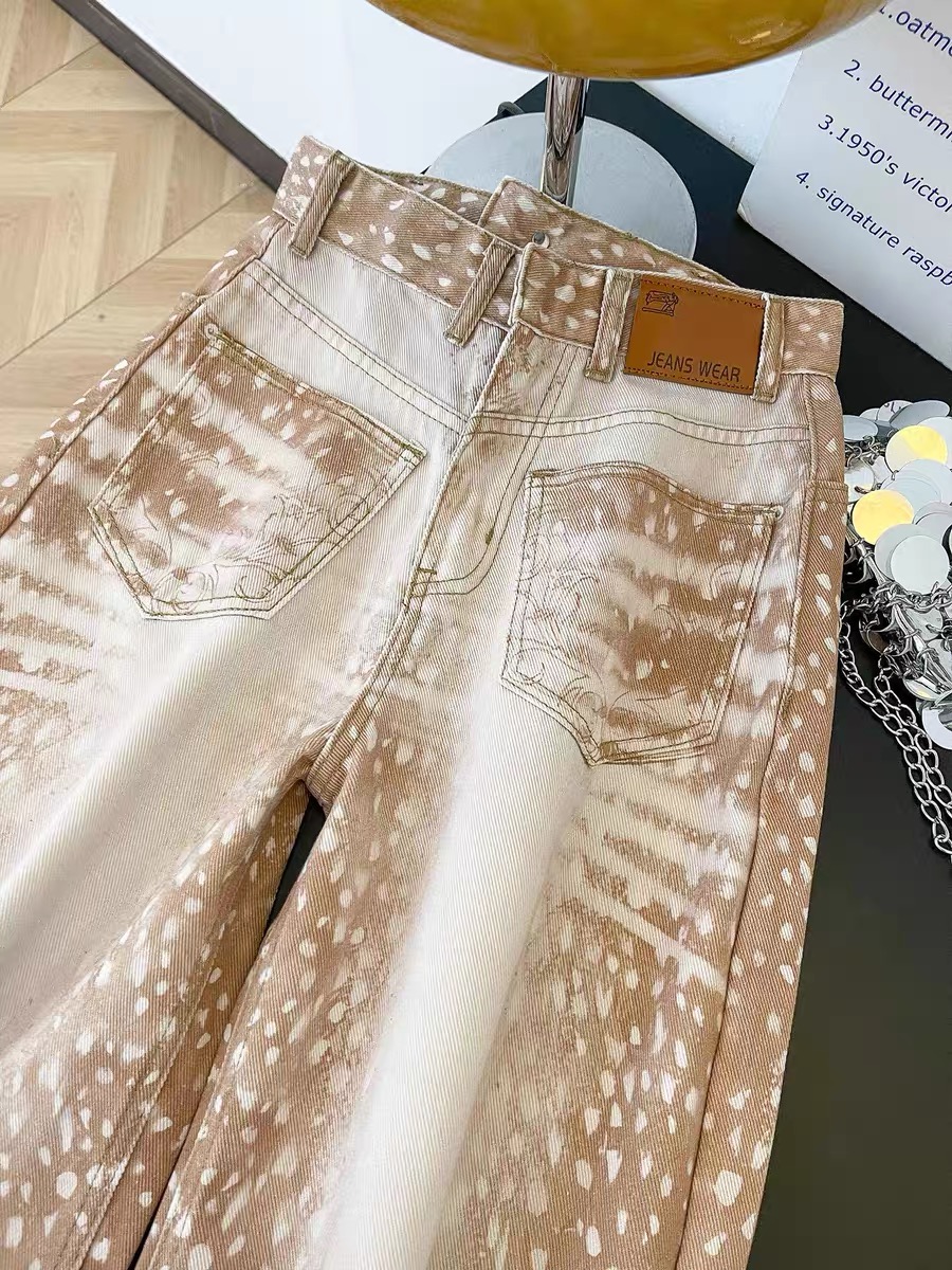 Jean Baggy imprimé léopard rétro américain pour femmes, pantalon en Denim coupe large, Cowboy Y2K, petit ami japonais Grunge High Street, nouveau