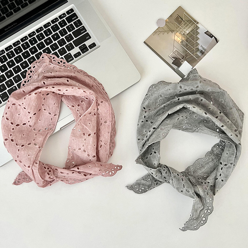 Écharpe rétro en dentelle, écharpe triangulaire à fleurs douces pour femmes, bandes de cheveux, mode fille, foulard doux, Style artistique, Photo de voyage