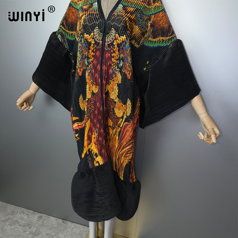 WINYI Robe plissée élastique du Moyen-Orient, robe de plage, kaftan, abaya, robe de soirée de luxe Dubaï, abaya pour femme musulmane