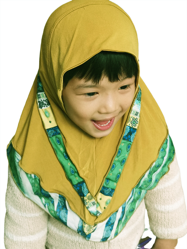 Magnifique Hijab arabe musulman pour filles Petite casquette islamique Bordure décorative Hijab aléatoire pour enfants de 1 à 5 ans