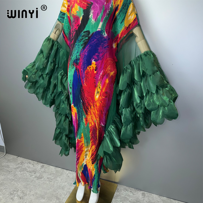 Robe plissée élastique WINYI, style kaftan, abaya de luxe Dubaï, robe de soirée plissée, abaya pour femme musulmane