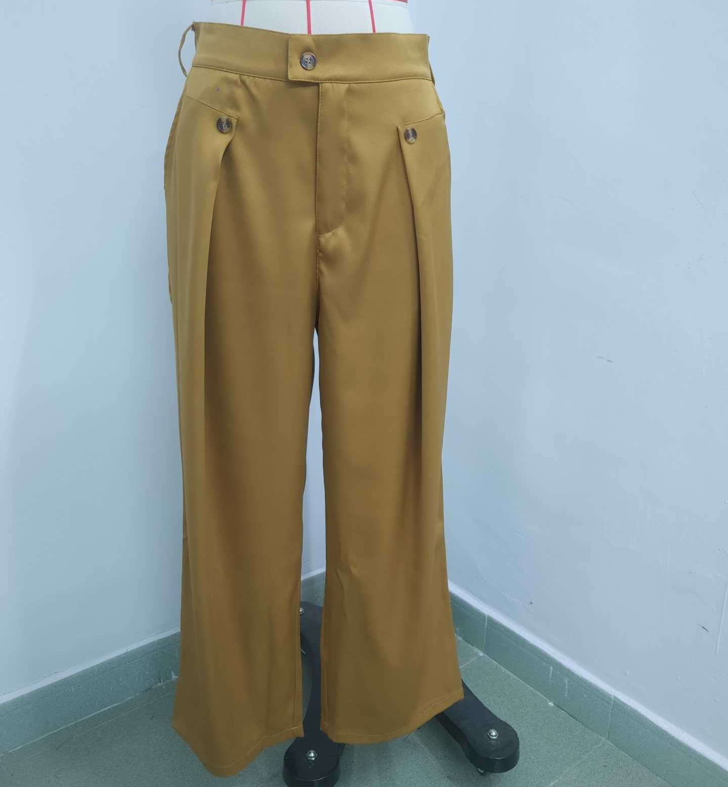 Pantalon de costume décontracté pour homme, mode printemps-automne, plusieurs boutons, taille haute, coupe droite ample, pantalon long uni pour affaires