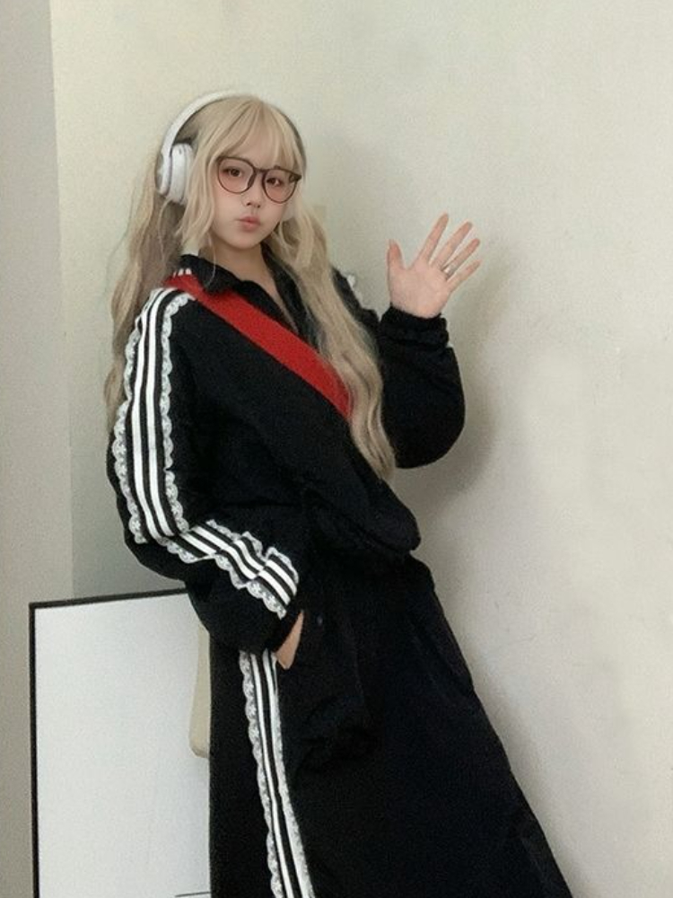 Mode dentelle Patchwork rayé Protection solaire femmes veste casual fermeture éclair conception manteau Harajuku femme Chic coréen populaire vêtements