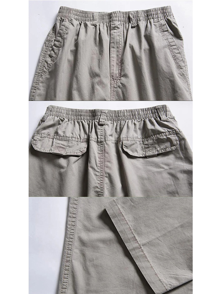 Pantalon cargo pour hommes grande taille, taille élastique, jambe droite, pantalon décontracté, grande taille, couleur unie, multi-poches, pantalon en coton XL-6XL