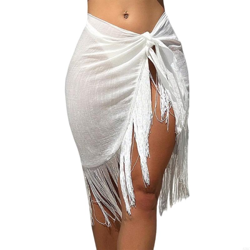 Jupe plage longue à franges pour femmes, légère, respirante, pour maillot bain