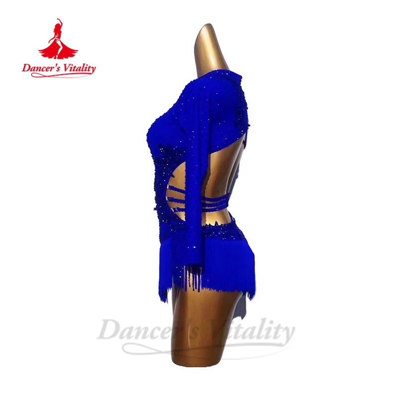 Robe de danse latine pour femmes, jupe courte personnalisée à manches simples, Rumba Chacha Tango, vêtements d'entraînement de danse latine pour adultes et enfants