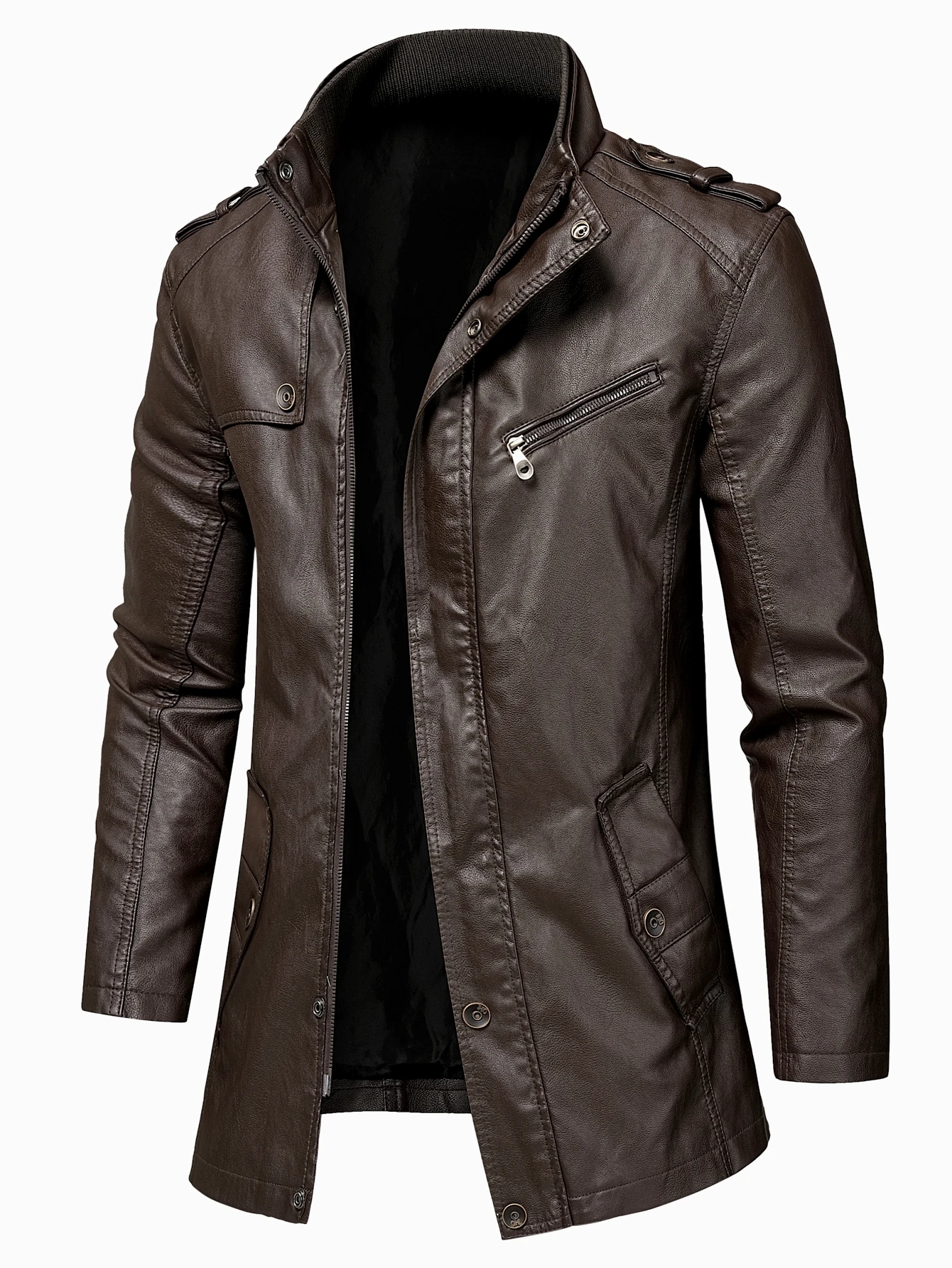 Manteau hommes hiver décontracté angleterre Style Vintage veste en cuir Parkas hommes Oumor hommes automne mode longue poche chaude veste en cuir