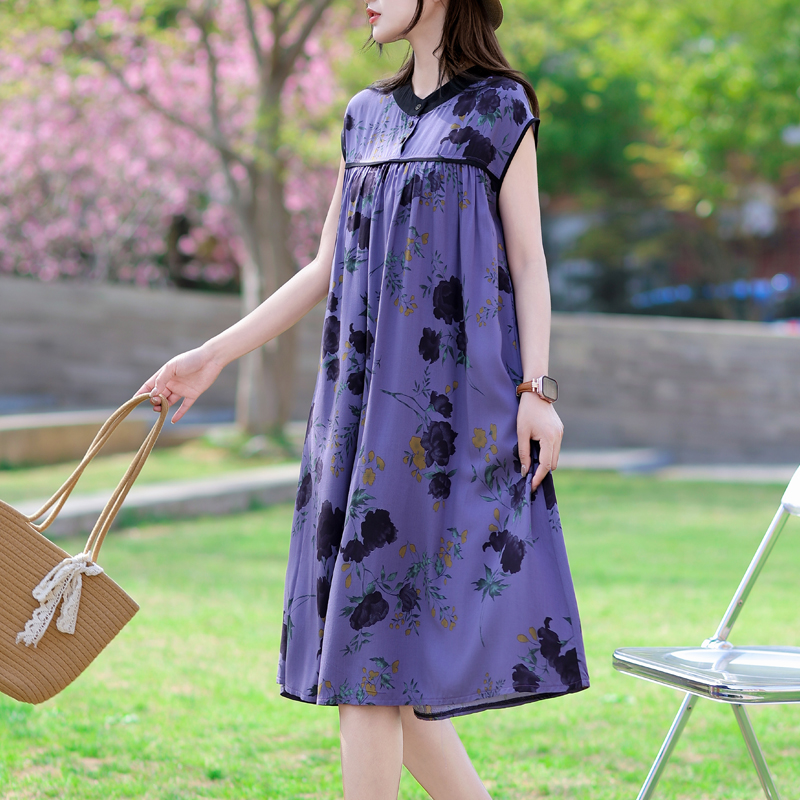 Nouveau décontracté 2025 Vintage robe d'été grande taille robes Vestido imprimer à manches courtes col rond coton femmes vêtements
