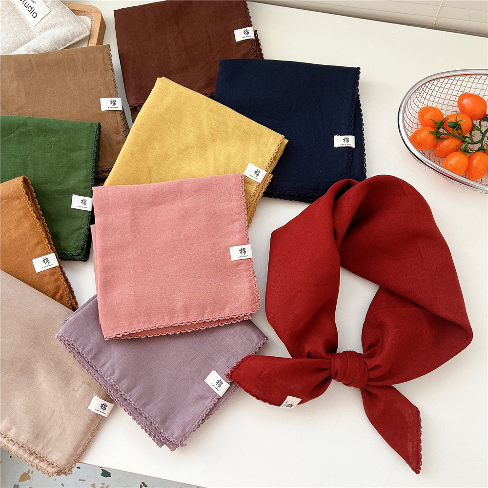 68*68 cm couleur unie coton carré écharpe femmes filles bandeau accessoires foulard foulard Bandanas
