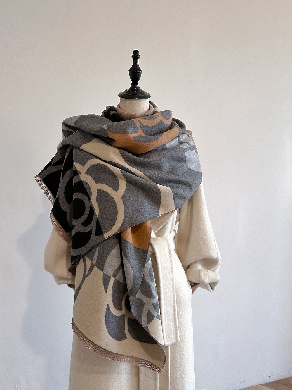 Écharpe en cachemire pour femmes, couverture épaisse et chaude d'hiver, marque de luxe, châle enveloppant, Bufanda, Poncho Pashmina, 2024
