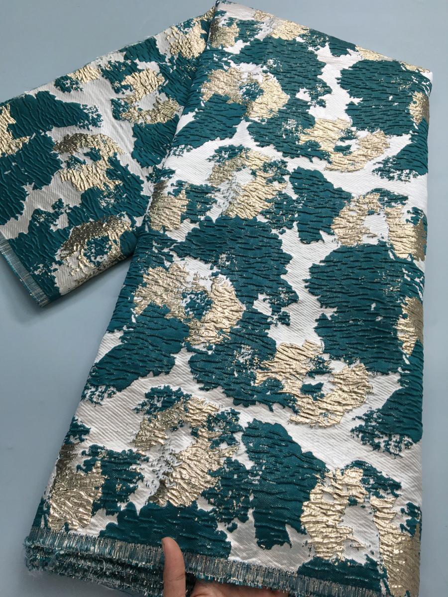 Tissu nigérian en brocart 2025, haute qualité, 2.5 Yards, Jacquard africain, dentelle dorée, luxe pour femmes, robes de soirée