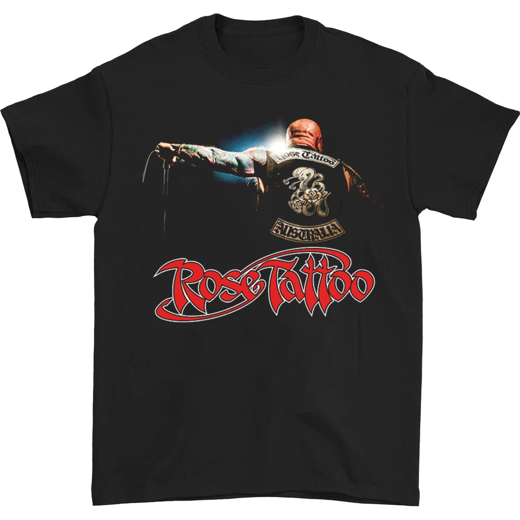 T-shirt Rose Tattoo Rock Monster, noir à manches courtes, en pur coton, t-shirt streetwear pour couple toutes saisons, t-shirt surdimensionné